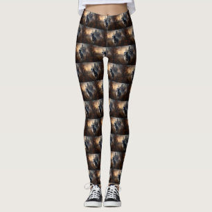 Border Collie Halloween Scary  Leggings