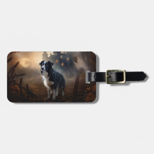 Border Collie Halloween Scary  Luggage Tag