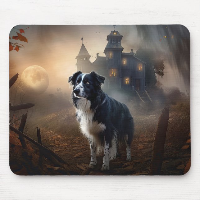 Border Collie Halloween Scary  Mouse Pad (Front)