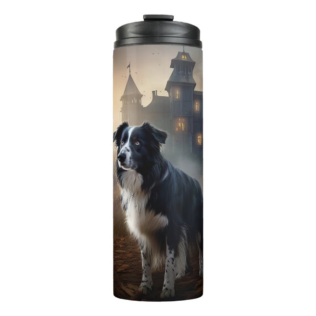 Border Collie Halloween Scary  Thermal Tumbler (Front)
