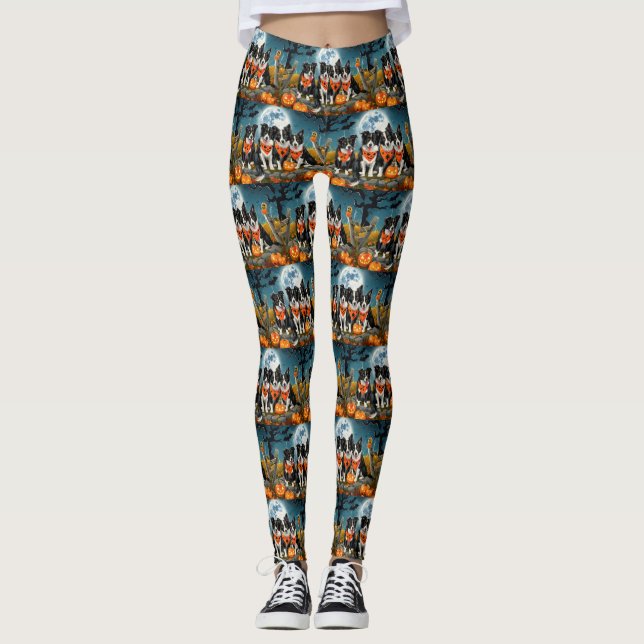 Border Collie Halloween Spooky Leggings (Front)
