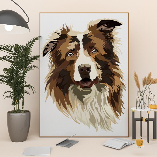 Border Collie Hand-Painted Illustration Poster (Creator Uploaded)