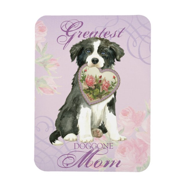 Border Collie Heart Mom Magnet (Vertical)