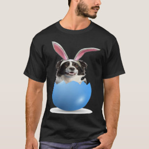Border Collie Herding Dog Easter Bunny Egg Hunting T-Shirt