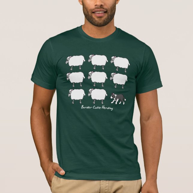 Border Collie Herding Sheep Dark T Shirt (Front)