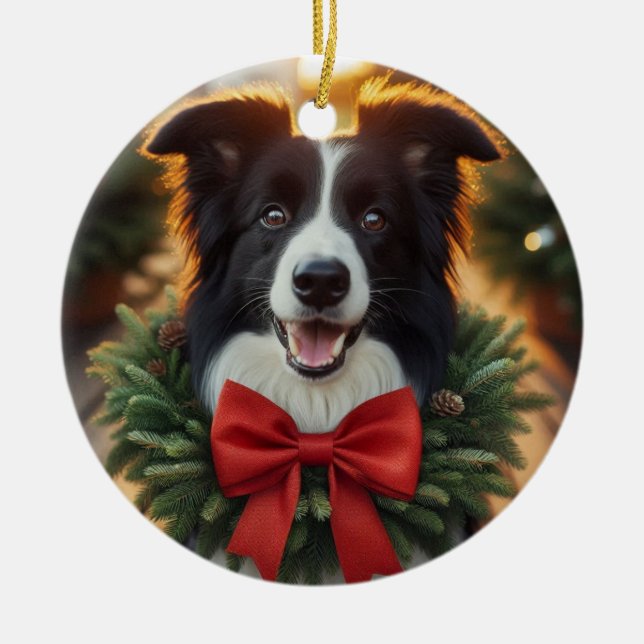 Border Collie holiday ornament (Front)