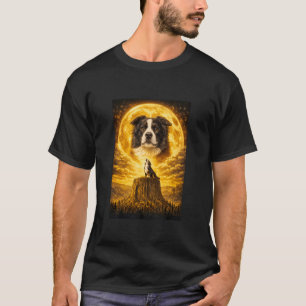 Border Collie Howling to The Moon Vintage Funny Do T-Shirt