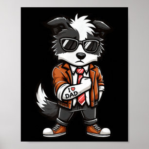 Border Collie I Love Dad Funny Dog Tattoo Poster
