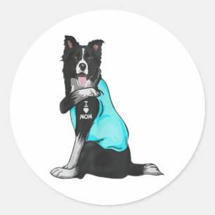 Border Collie I Love Mom Tattoo Apparel Dog Mom _1 Classic Round Sticker