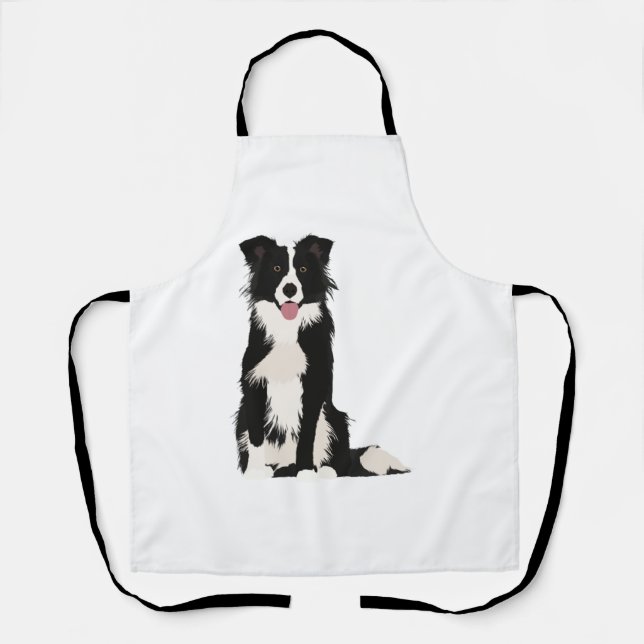 Border Collie Illustration! Apron (Front)