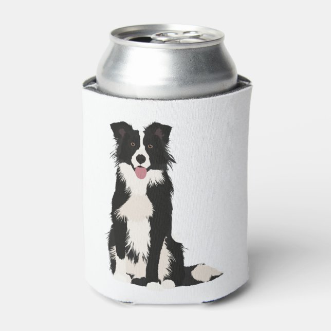 Border Collie Illustration! Can Cooler (Can Front)