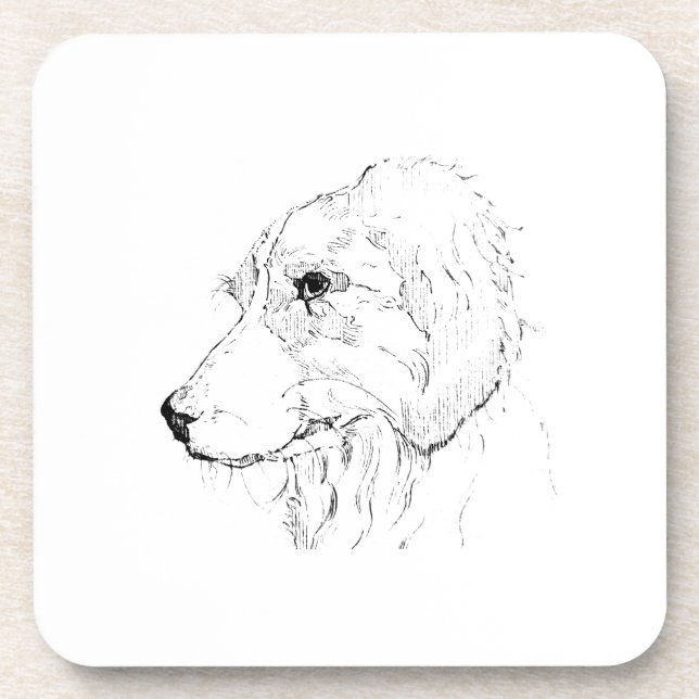 Border Collie Illustration – Minimalist Art Coaster (Front)