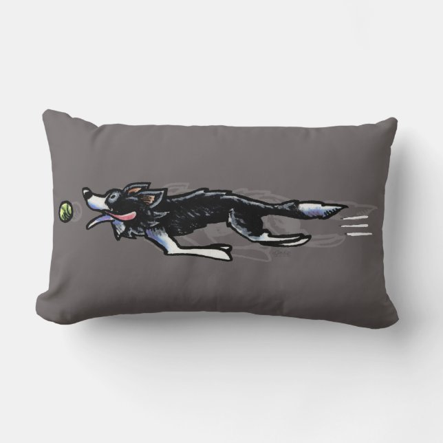 Border Collie in Action Lumbar Pillow (Front)