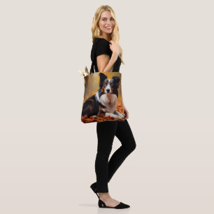 Border Collie  in Autumn Leaves Fall Inspire  Tote Bag