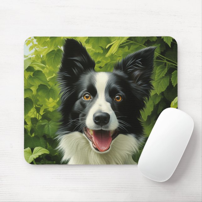 Border Collie in green Mouse Pad (With Mouse)