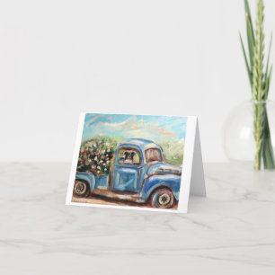 Border Collie in Old Truck Holiday Card