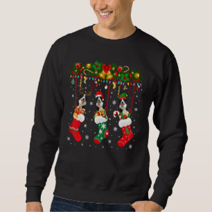 Border Collie In Sock Xmas Reindeer Santa Elf Dog Sweatshirt