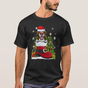 Border Collie in the Shoe Santa Hat Ugly Christmas T-Shirt