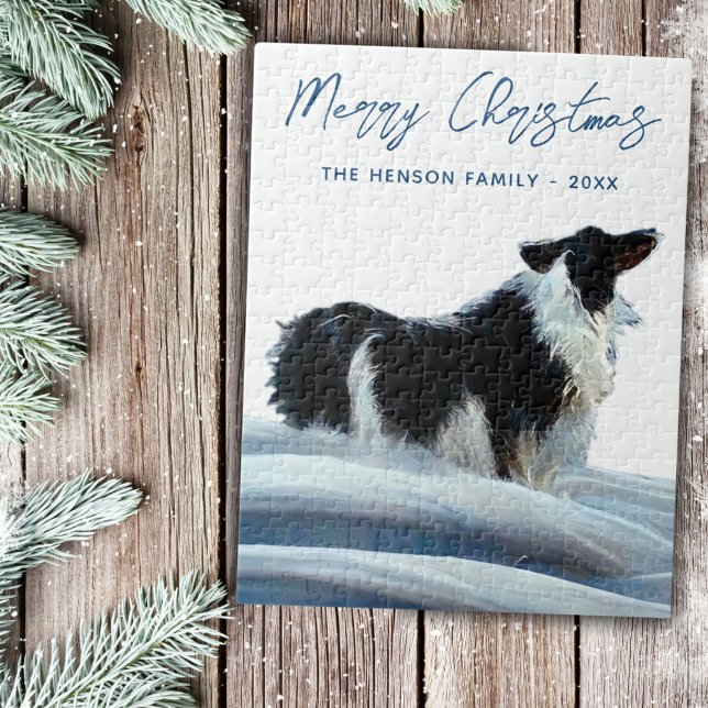 Border Collie in Winter Snow Christmas Holiday Jigsaw Puzzle (Creator Uploaded)