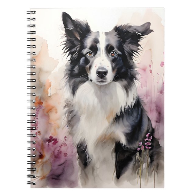 Border Collie Ink Portrait Notebook (Front)