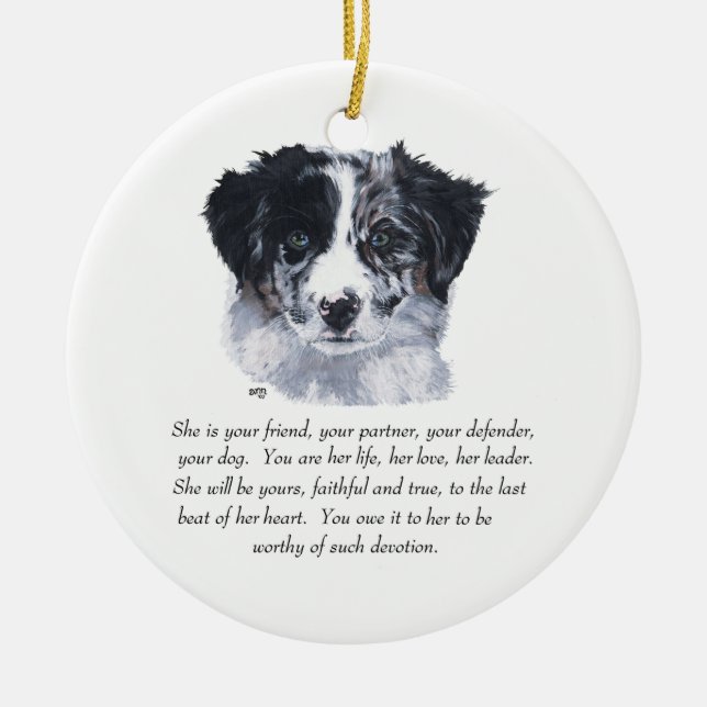 Border Collie Keepsakes Ceramic Ornament (Front)