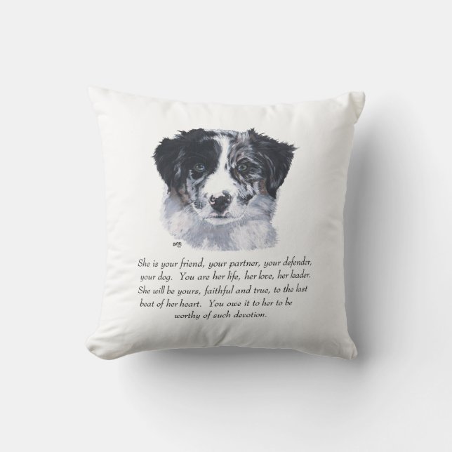 Border Collie Keepsakes Throw Pillow (Front)