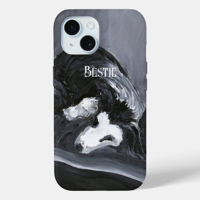  Border Collie Laying Down Painting Personalized Case-Mate iPhone Case (Back)
