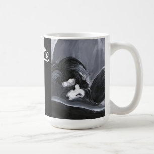 Border Collie Laying Down Painting Personalized Coffee Mug