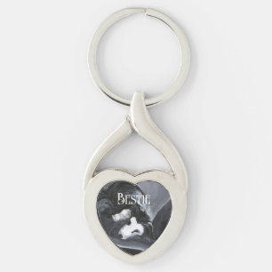 Border Collie Laying Down Painting Personalized Keychain
