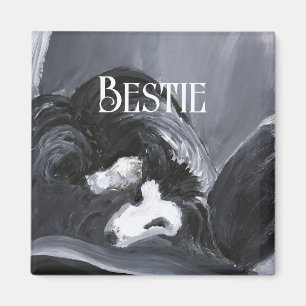 Border Collie Laying Down Painting Personalized Magnet
