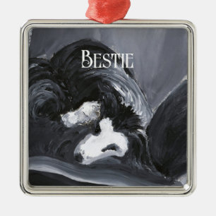  Border Collie Laying Down Painting Personalized Metal Ornament