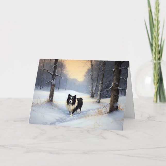 Border Collie Let It Snow Christmas Card (Front)