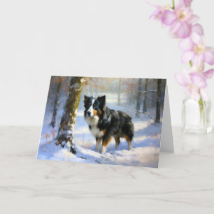 Border Collie Let It Snow Christmas Card
