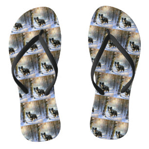 Border Collie Let It Snow Christmas Flip Flops