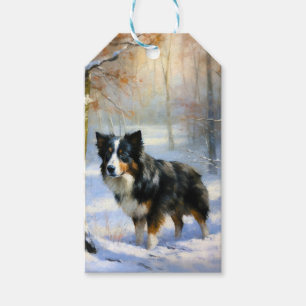 Border Collie Let It Snow Christmas Gift Tags