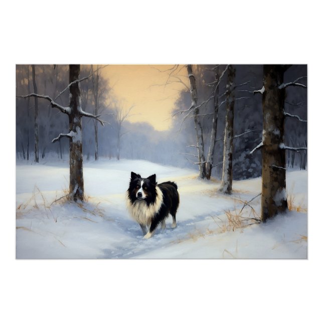 Border Collie Let It Snow Christmas Poster (Front)