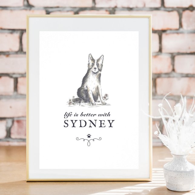 Border Collie Life Is Better With Custom Dog Name Poster (Creator Uploaded)