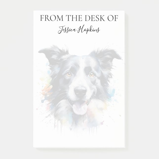 Border Collie Lover Monogrammed Dog Post-it Notes (Front)
