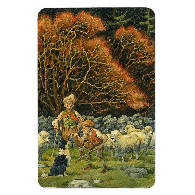 Border Collie Magnet~Shepherd and Sheep Magnet (Vertical)