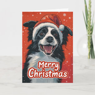 Border Collie Merry christmas Personalized Holiday Card