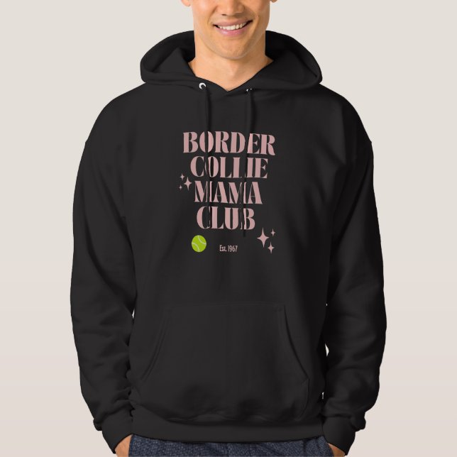 Border Collie Mom Club Retro Groovy Dog Mum Funny  Hoodie (Front)