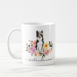 Border Collie Mom Floral  Coffee Mug