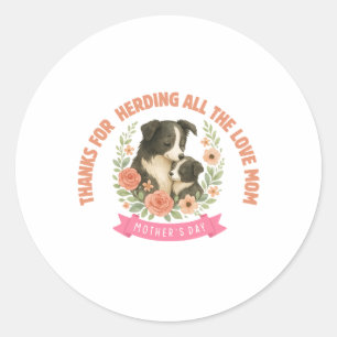 Border Collie Mom Mother's Day Classic Round Sticker