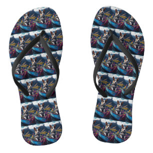Border Collie on a Paddle: A Scenic Adventure Flip Flops