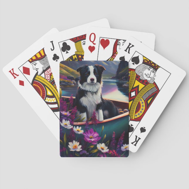 Border Collie on a Paddle: A Scenic Adventure Playing Cards (Back)