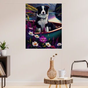 Border Collie on a Paddle: A Scenic Adventure Poster