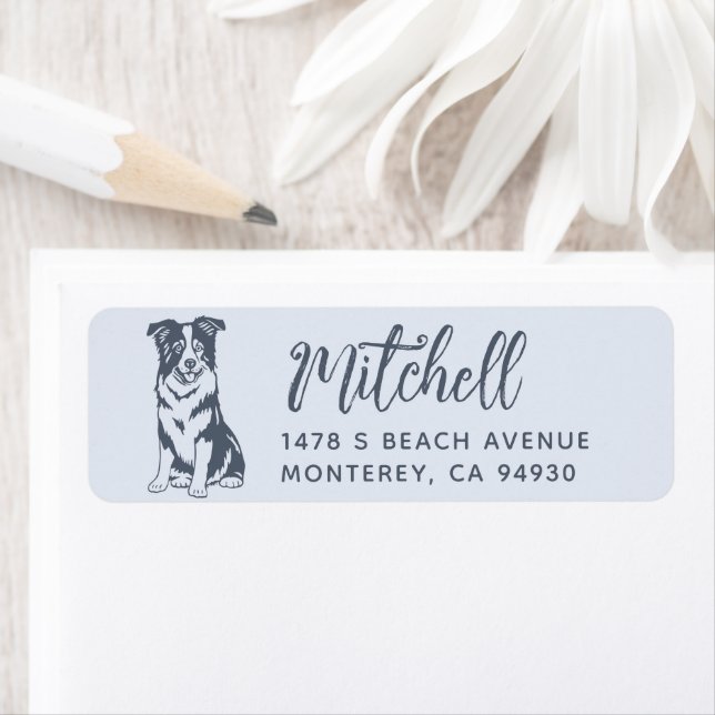 Border Collie Owner Return Address Dog Owner label (Insitu)
