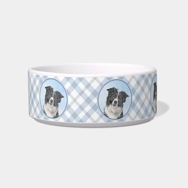Border Collie Painting - Cute Original Dog Art Bowl (Left)
