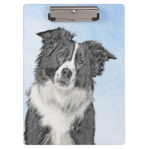 Border Collie Painting - Cute Original Dog Art Clipboard
