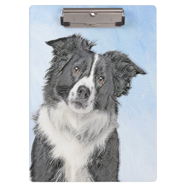 Border Collie Painting - Cute Original Dog Art Clipboard (Front)